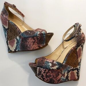 Jessica Simpson Snakeprint Colorful Wedge Heels Shoes